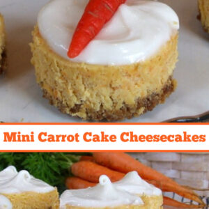 pinterest pin for mini carrot cake cheesecakes