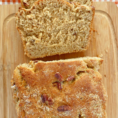 loaf of whole wheat orange english muffin bread sliced into