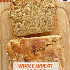 pinterest image for whole wheat orange english muffin bread