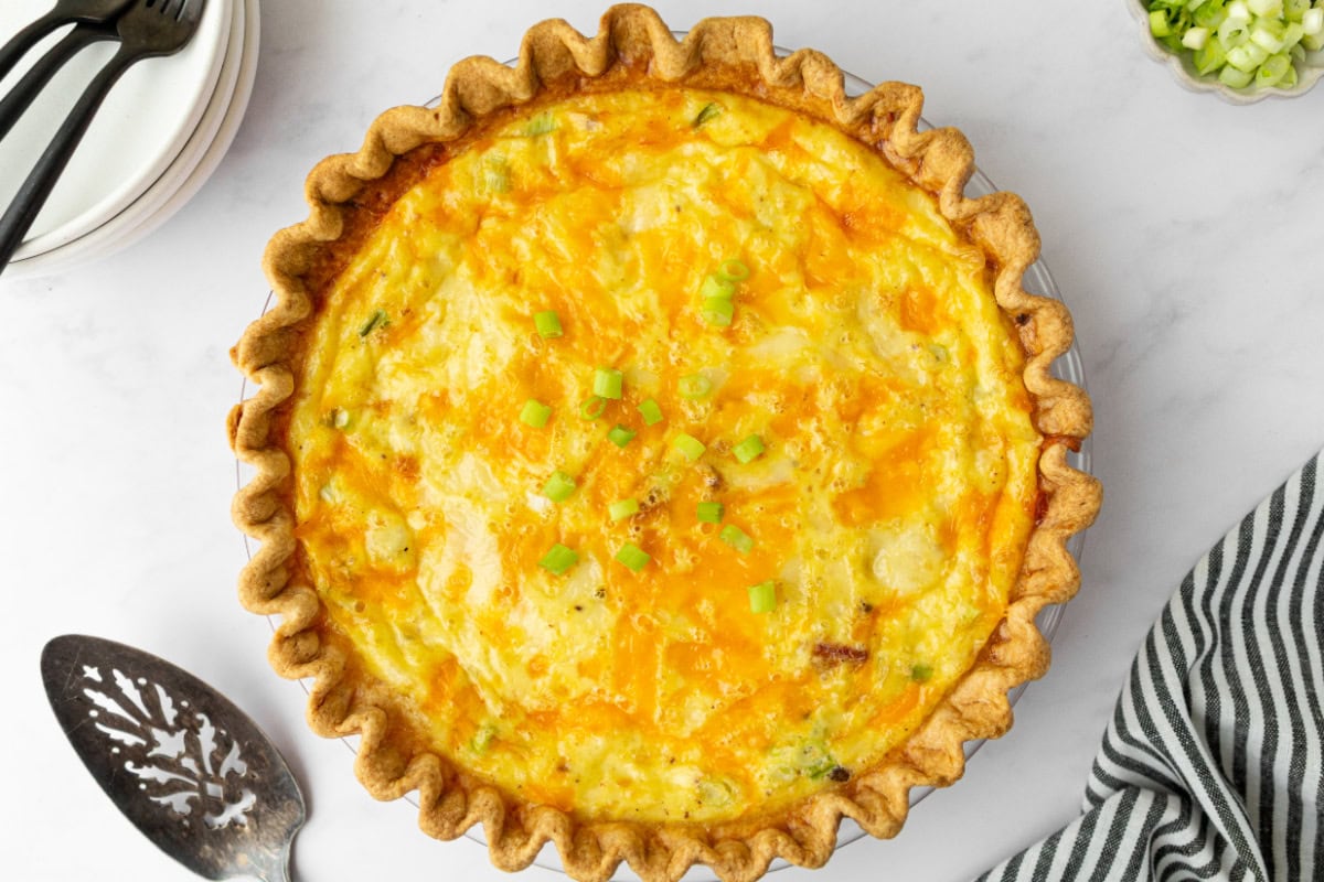 whole bacon and cheese quiche