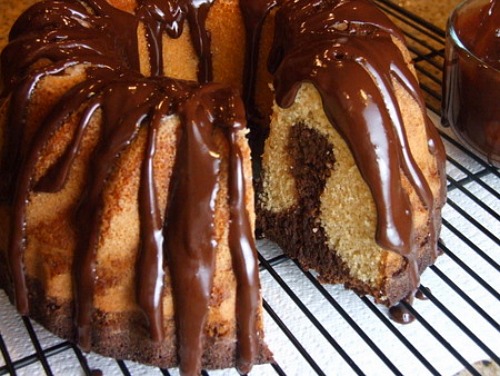 Black and White Pound Cake sliced open