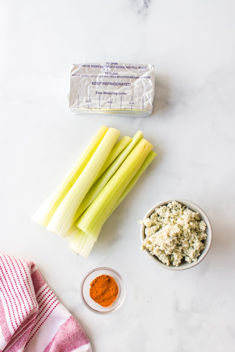 ingredients displayed for making buffalo celery sticks