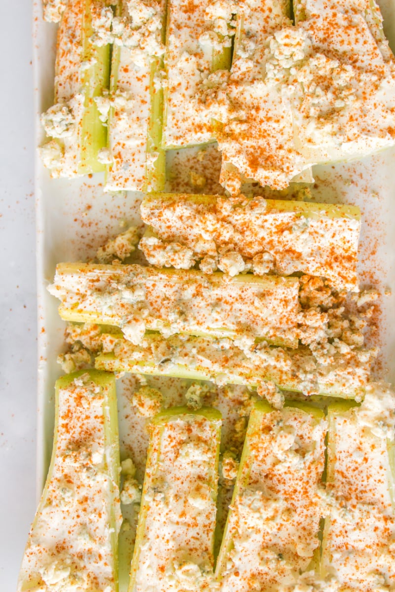 buffalo celery sticks on a platter