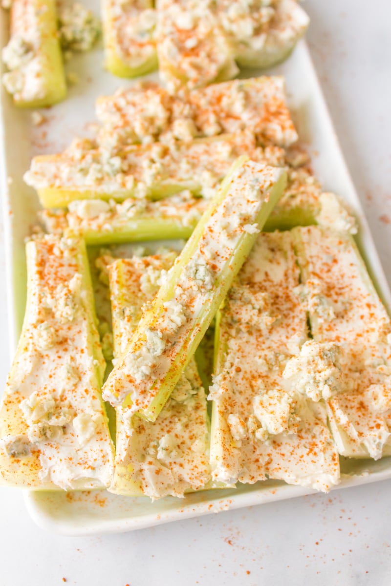 buffalo celery sticks on platter