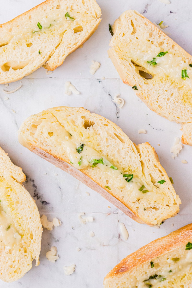 slices of cheese and herb bread