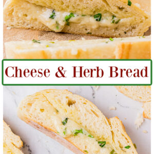 pinterest image for cheese and herb bread