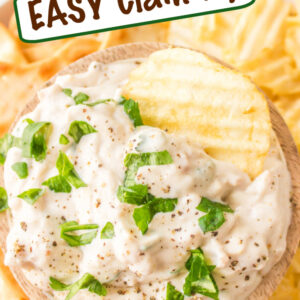 pinterest image for clam dip