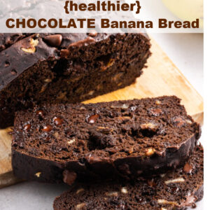 pinterest image for healthier chocolate banana bread