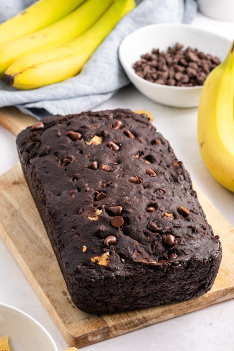 loaf of healthier chocolate banana bread