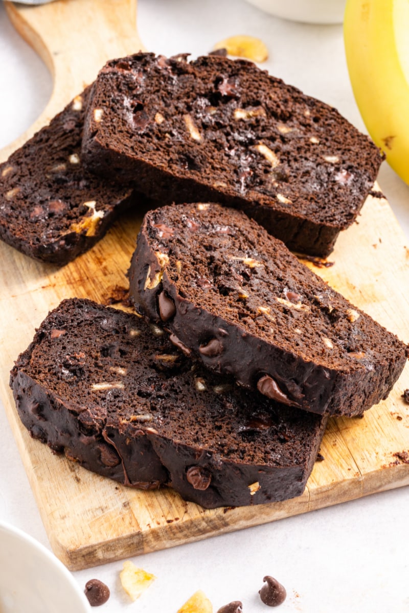 slices of healthier chocolate banana bread