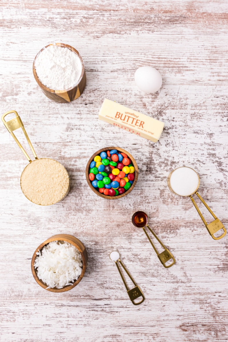 ingredients displayed for making samoa M&M blondies