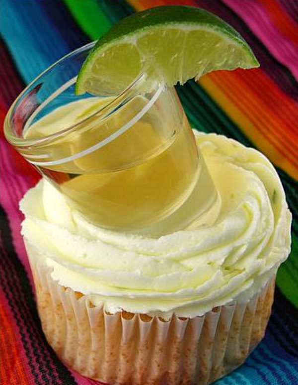 Margarita Cupcakes garnished with a Tequila Shot