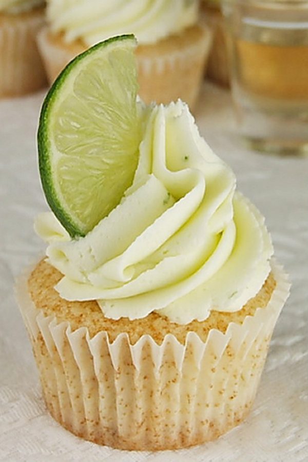 Margarita Cupcakes garnished with a lime wedge