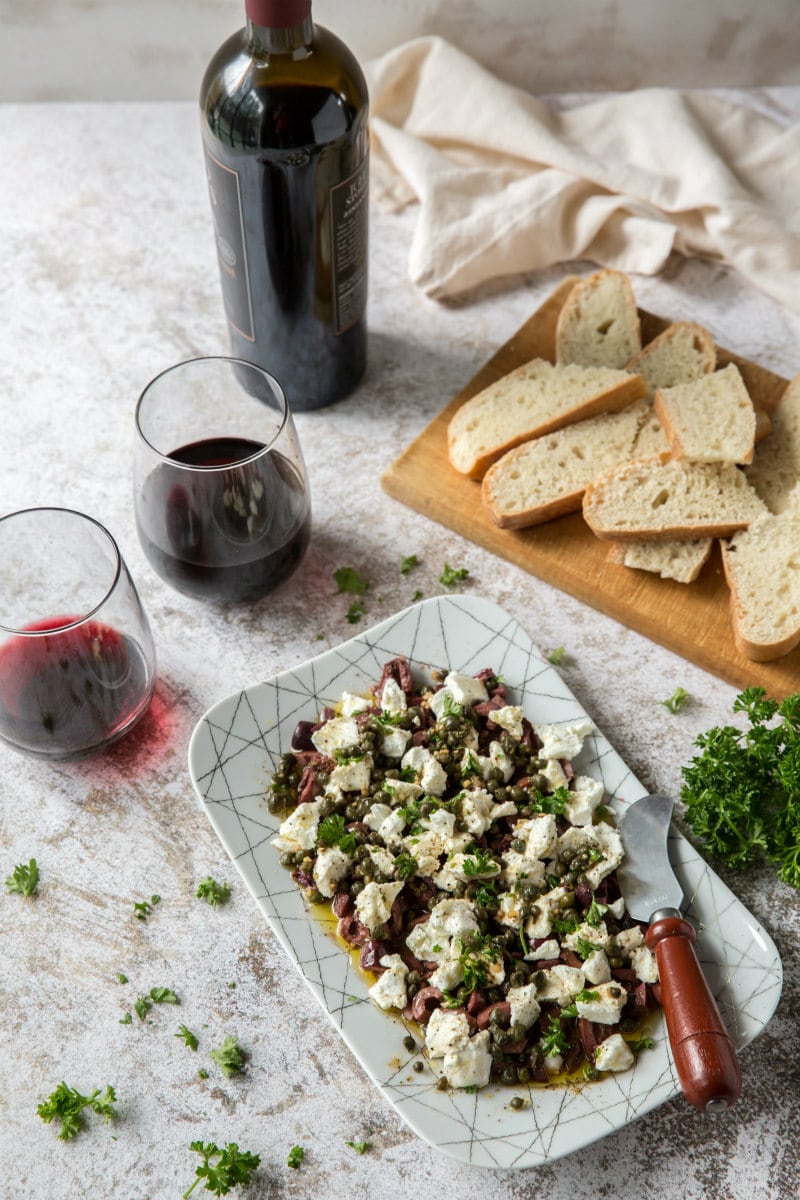 wine and appetizer display