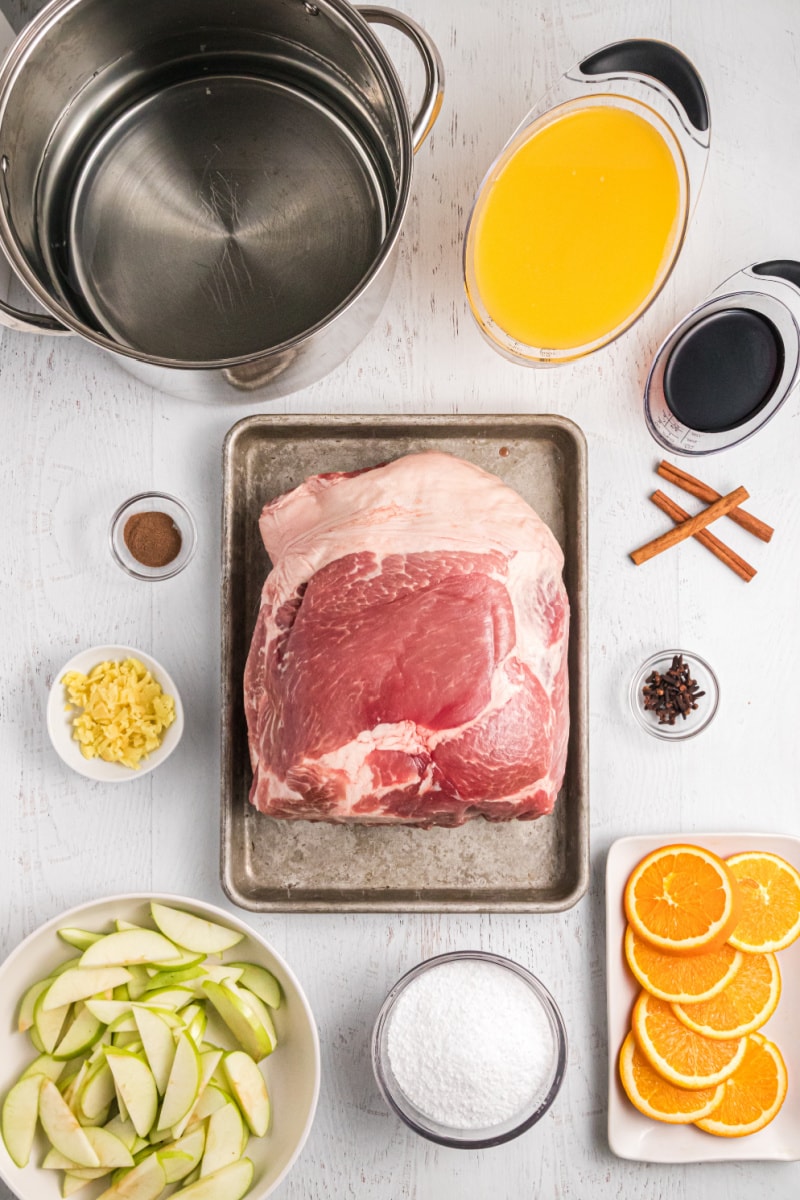 ingredients displayed for making sangria roasted pork