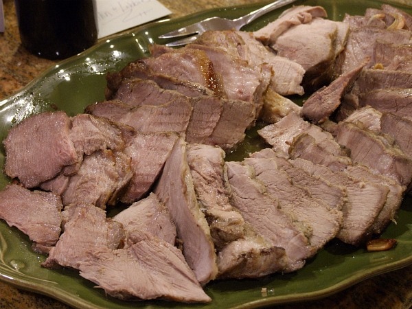 platter of sliced sangria roasted pork