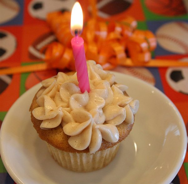 Candle on Snickerdoodle Cupcakes