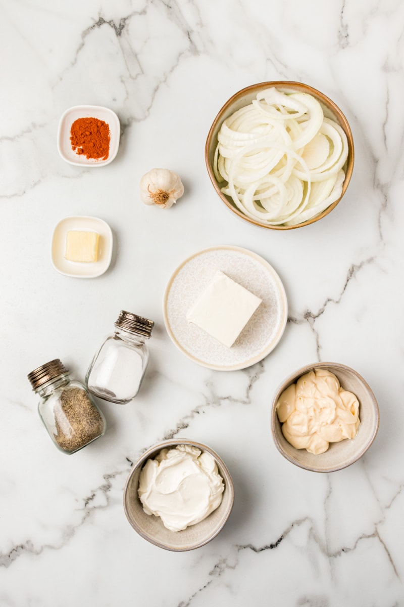 ingredients needed for making sweet caramelized onion spread