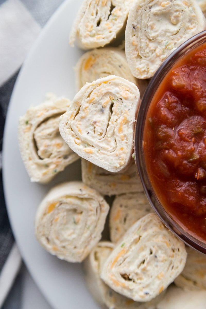 Texas Tortilla Roll Ups served with salsa