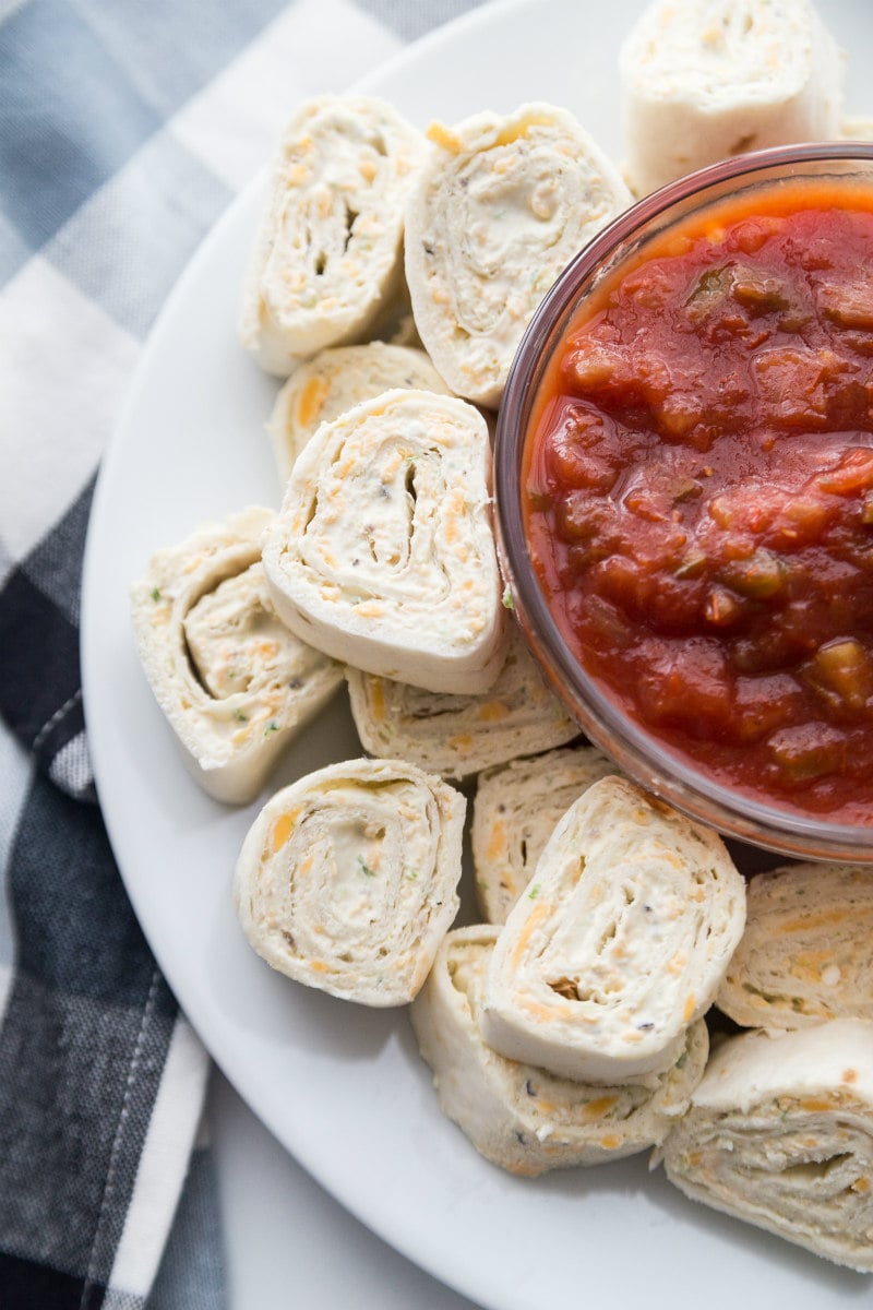 Texas Tortilla Roll Ups served with Salsa