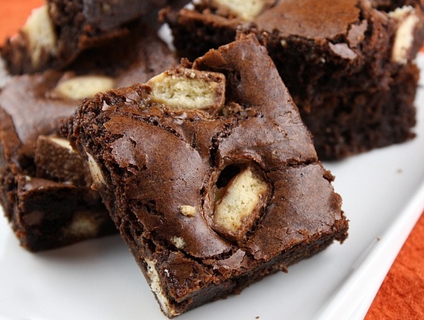 close up of Twix Bar Brownies