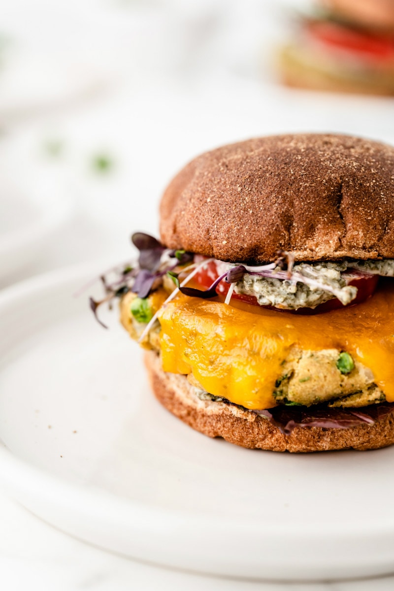 close up of side of veggie burger