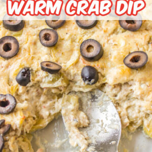 pinterest image for warm crab dip