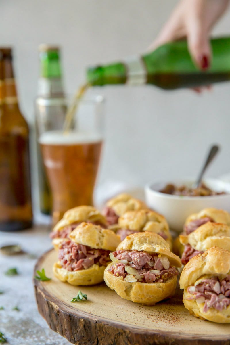 Beer Puffs with Corned Beef Filling