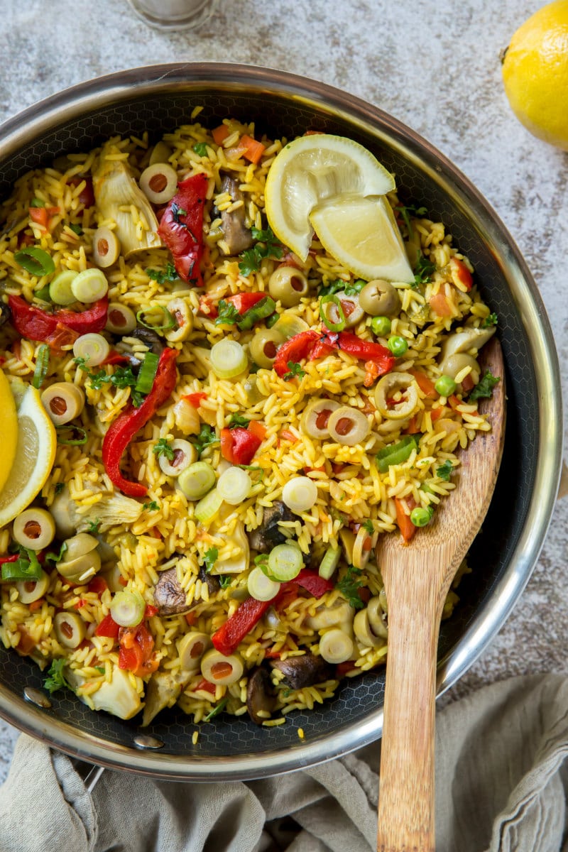 pan of Vegetable Paella