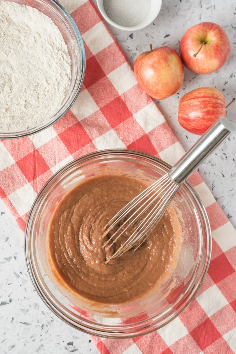 mixing bowls showing process of making muffins with batter