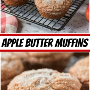 pinterest collage image for apple butter muffins