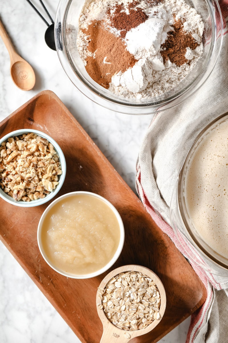 ingredients for applesauce oatmeal bread