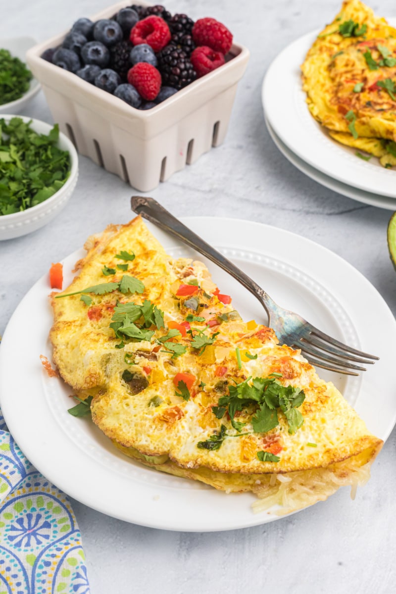 avocado manchego cheese omelette on plate