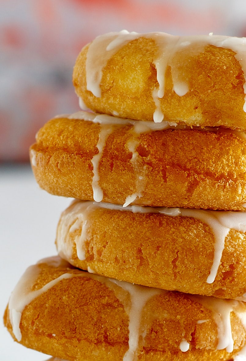 Stack of Baked Pumpkin Doughnuts with Glaze