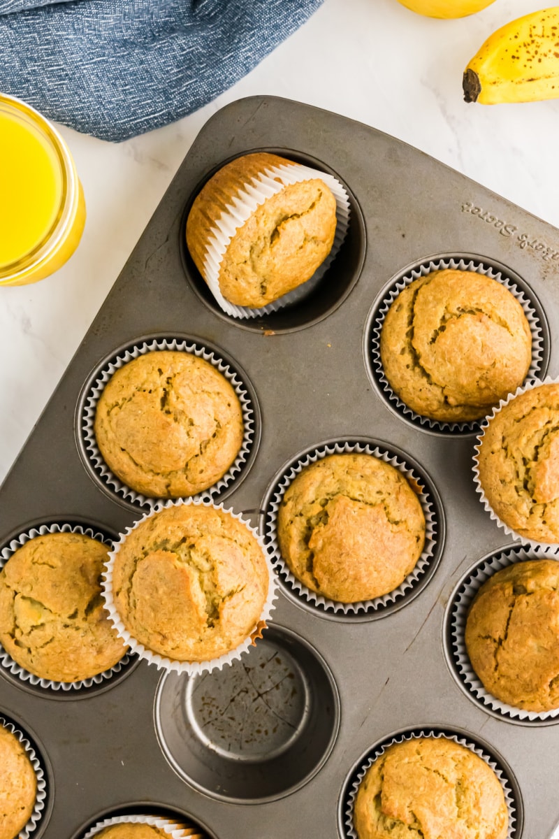 banana muffins in a muffin pan