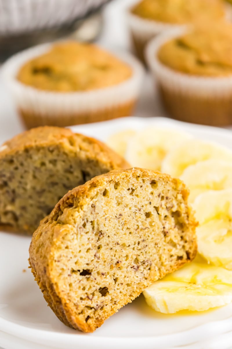 banana muffin cut in half to see inside