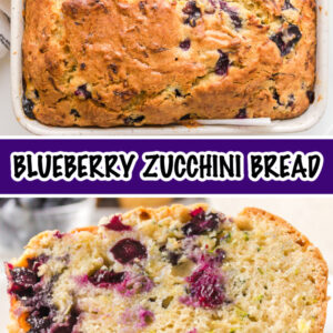 pinterest image for blueberry zucchini bread