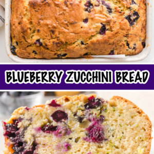 pinterest image for blueberry zucchini bread