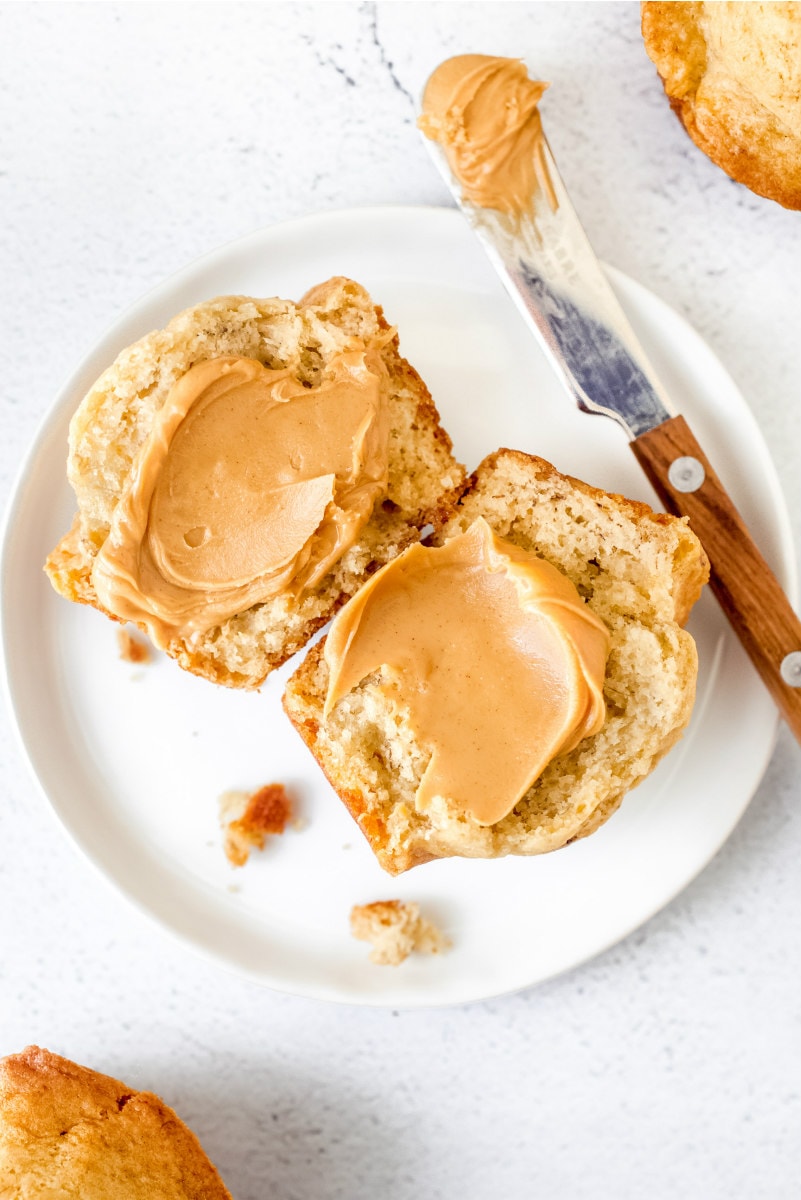 Brown Sugar Banana Muffins with Peanut Butter