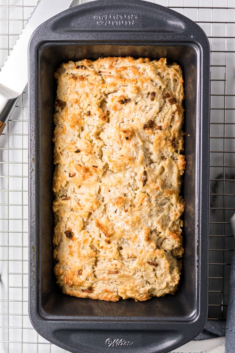 beer bread in a loaf pan