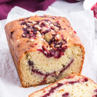loaf of cranberry bread cut open