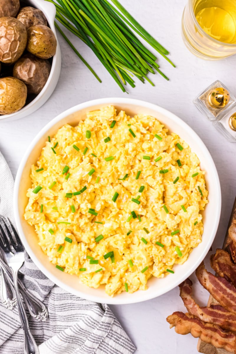 creamy scrambled eggs on a plate