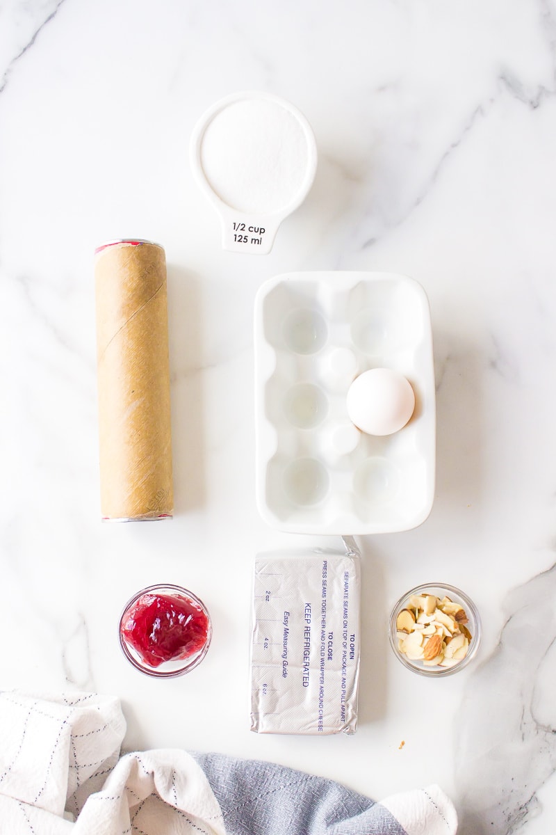 ingredients displayed for making easy cheese danish