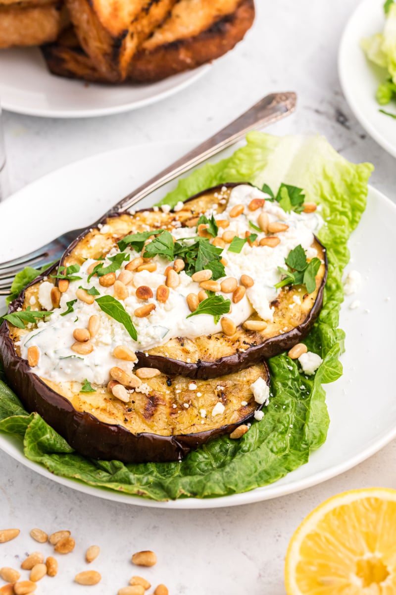 grilled eggplant salad on a plate