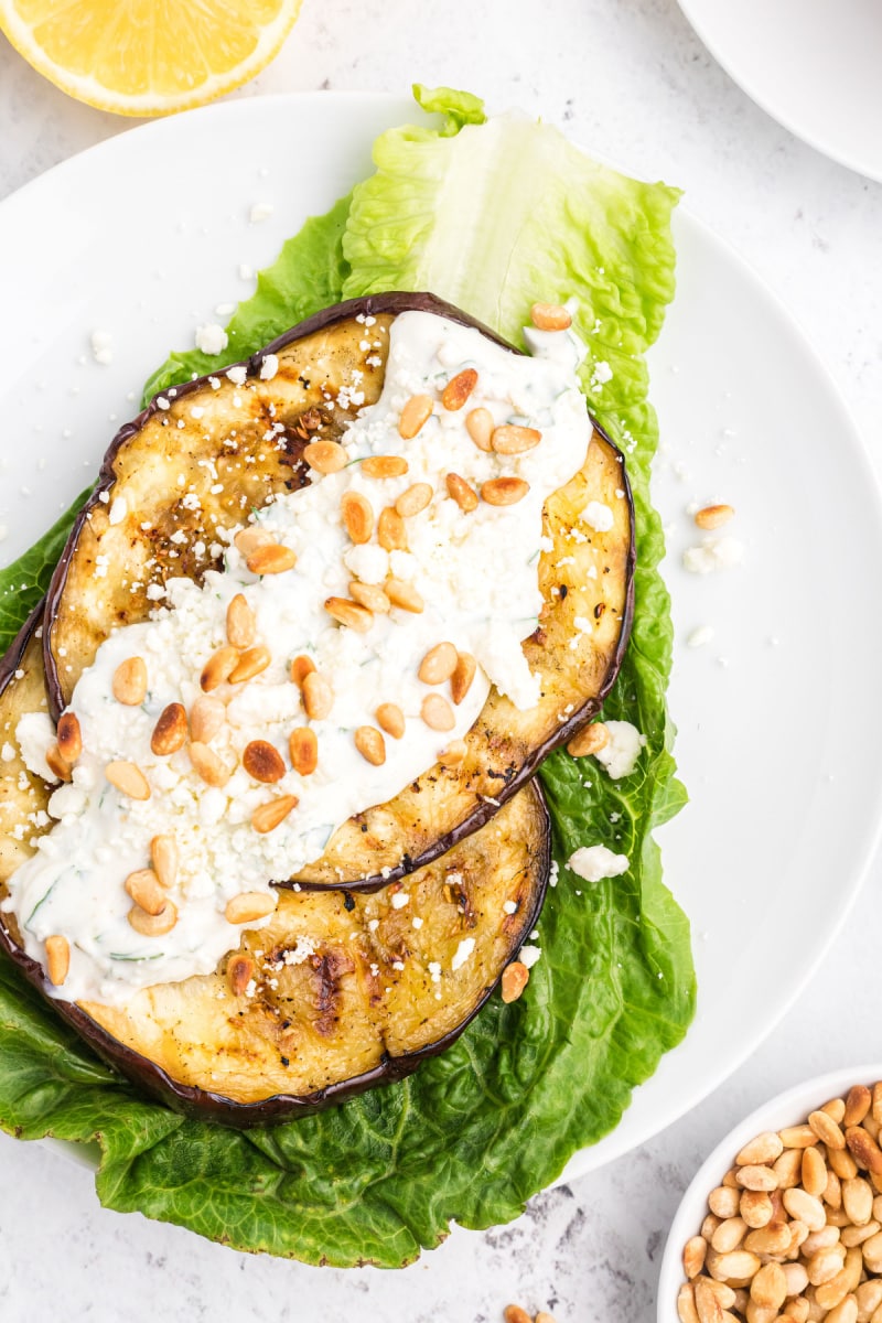 grilled eggplant salad on a plate