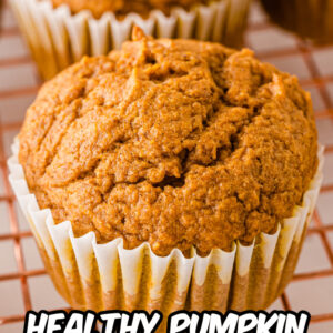 pinterest image for healthy pumpkin spice muffins