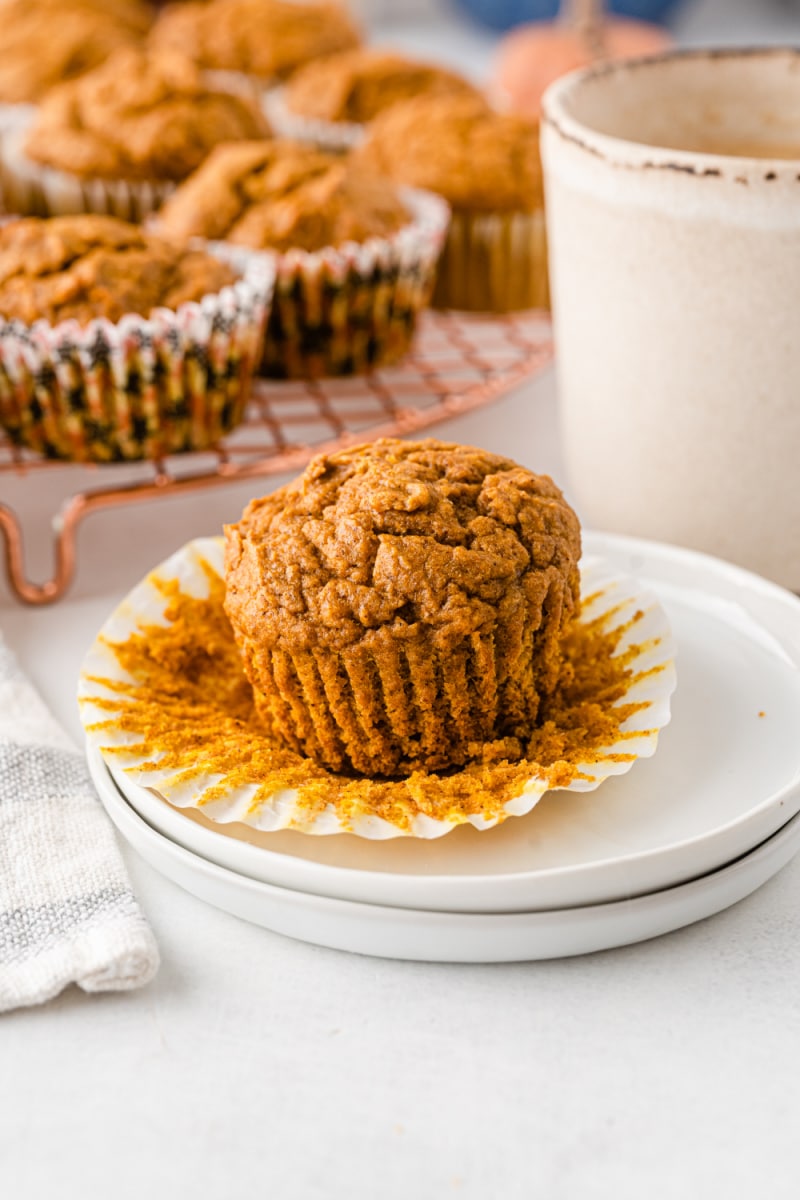 healthy pumpkin spice muffin unwrapped