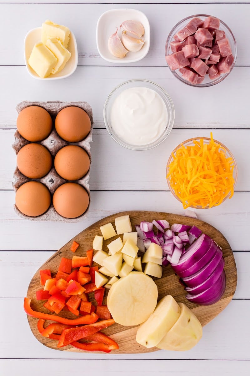 ingredients displayed for making o'brien frittata