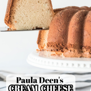 pinterest image for paula deen's cream cheese pound cake