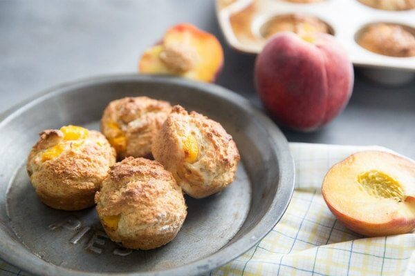 Peach and Brown Sugar Muffins in a pan